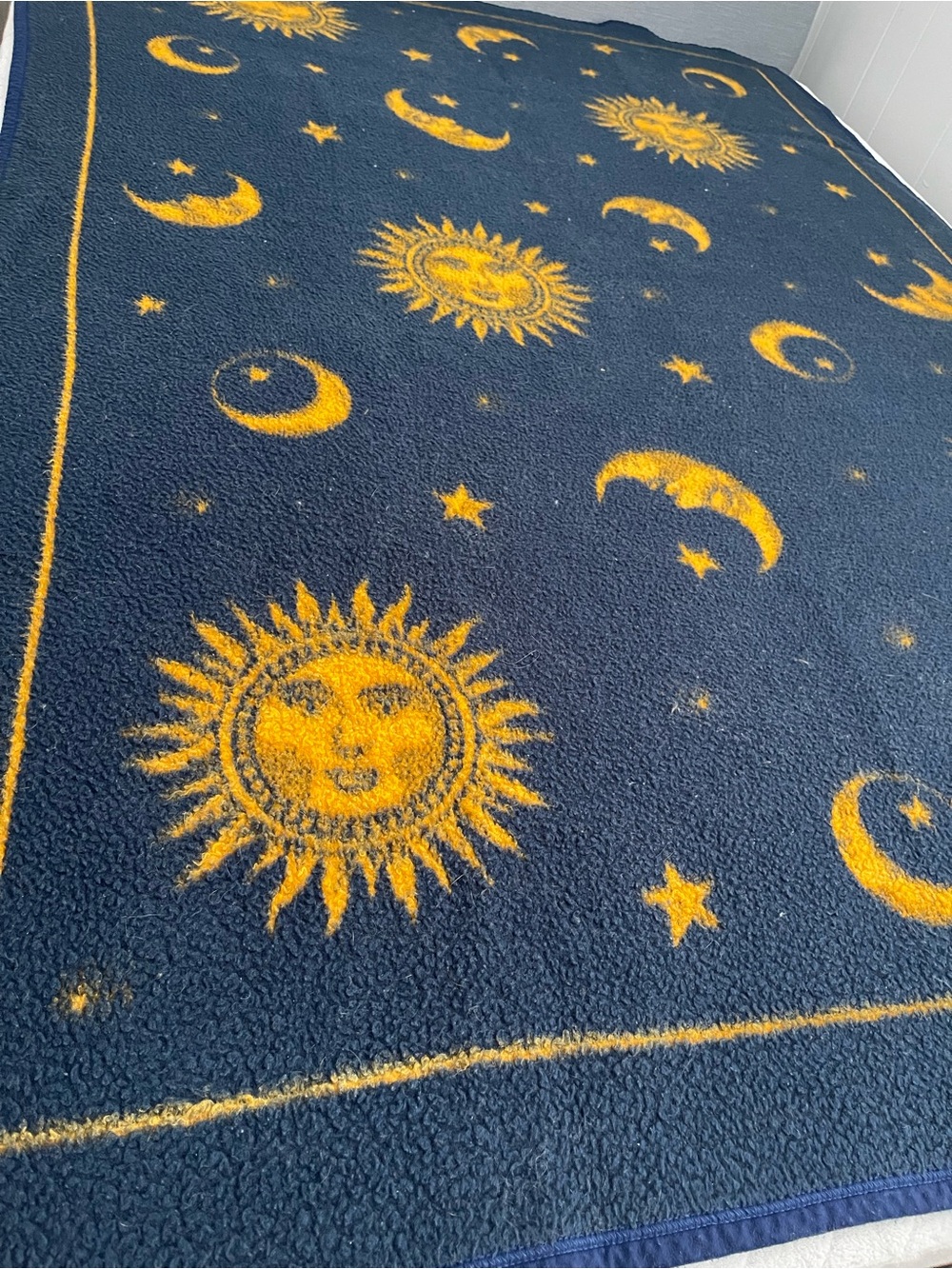 Biederlack Vintage Celestial Moon & Stars Reversible Fleece Blanket 72”x52”